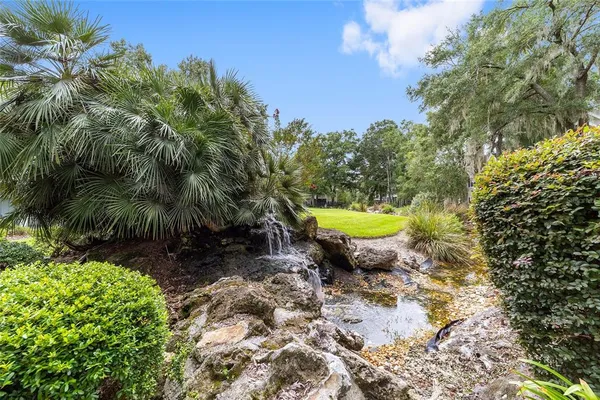 a view of a swimming pool with a yard