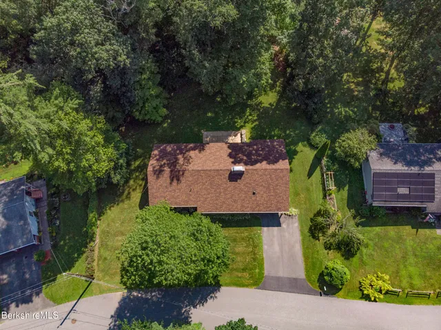 an aerial view of a house