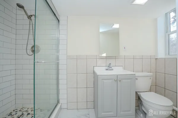 a bathroom with a toilet a sink and mirror