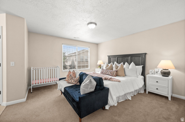 174 Rockey Park Lane, Unit 34 Draper, UT 84020 - Photo 10 of 20 Carpeted bedroom featuring a textured ceiling and baseboards