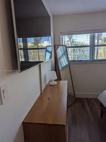 a view of a furniture in a room