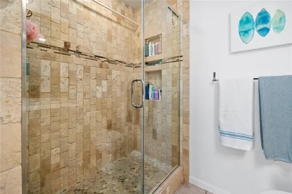 a bathroom with a shower