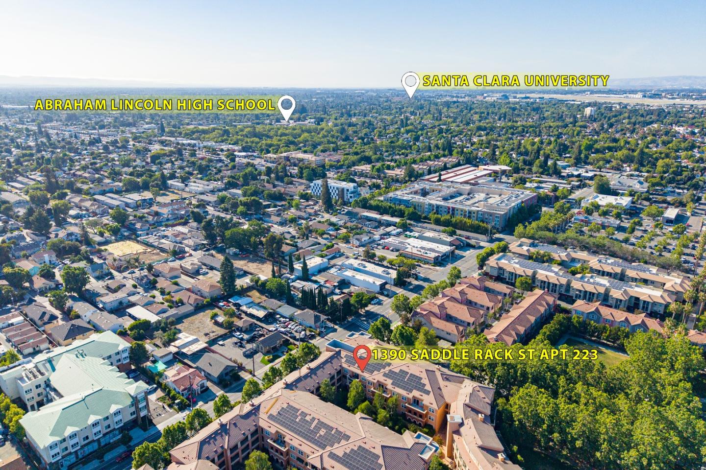 1390 Saddle Rack Street, Unit 223 San Jose, CA 95126 - Photo 34 of 36 an aerial view of a city with lots of residential buildings