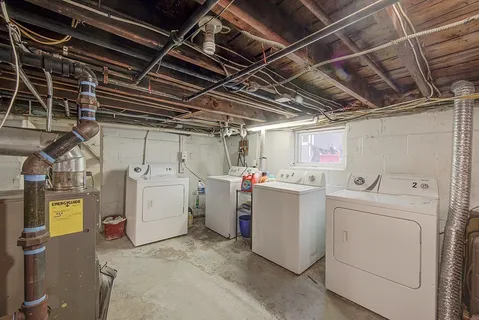 a view of a backyard with large tree