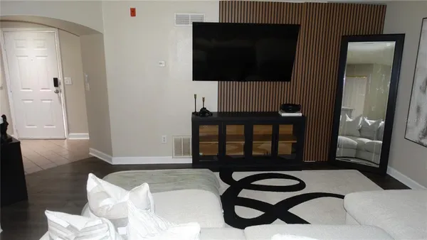 a living room with furniture