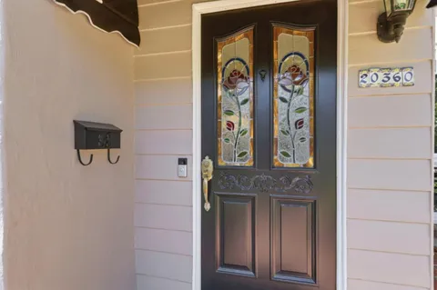 a front view of a house with front door