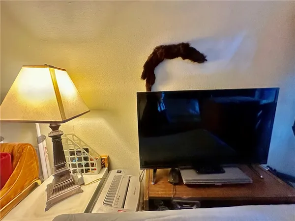 a bedroom with a bed window and couch