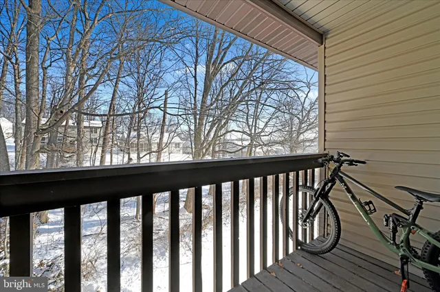 a view of wooden balcony