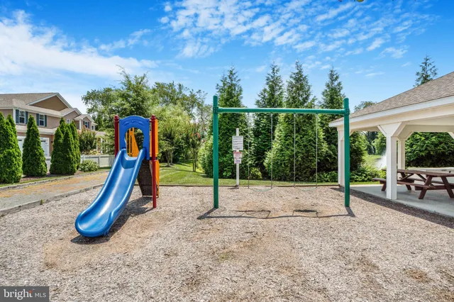 a view of a park with slide