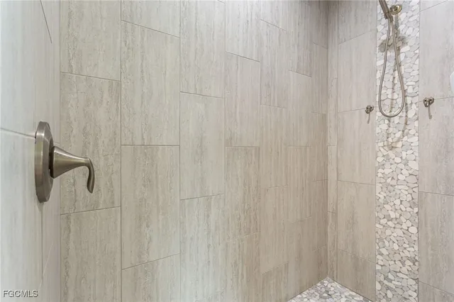 a close up of a shower curtain