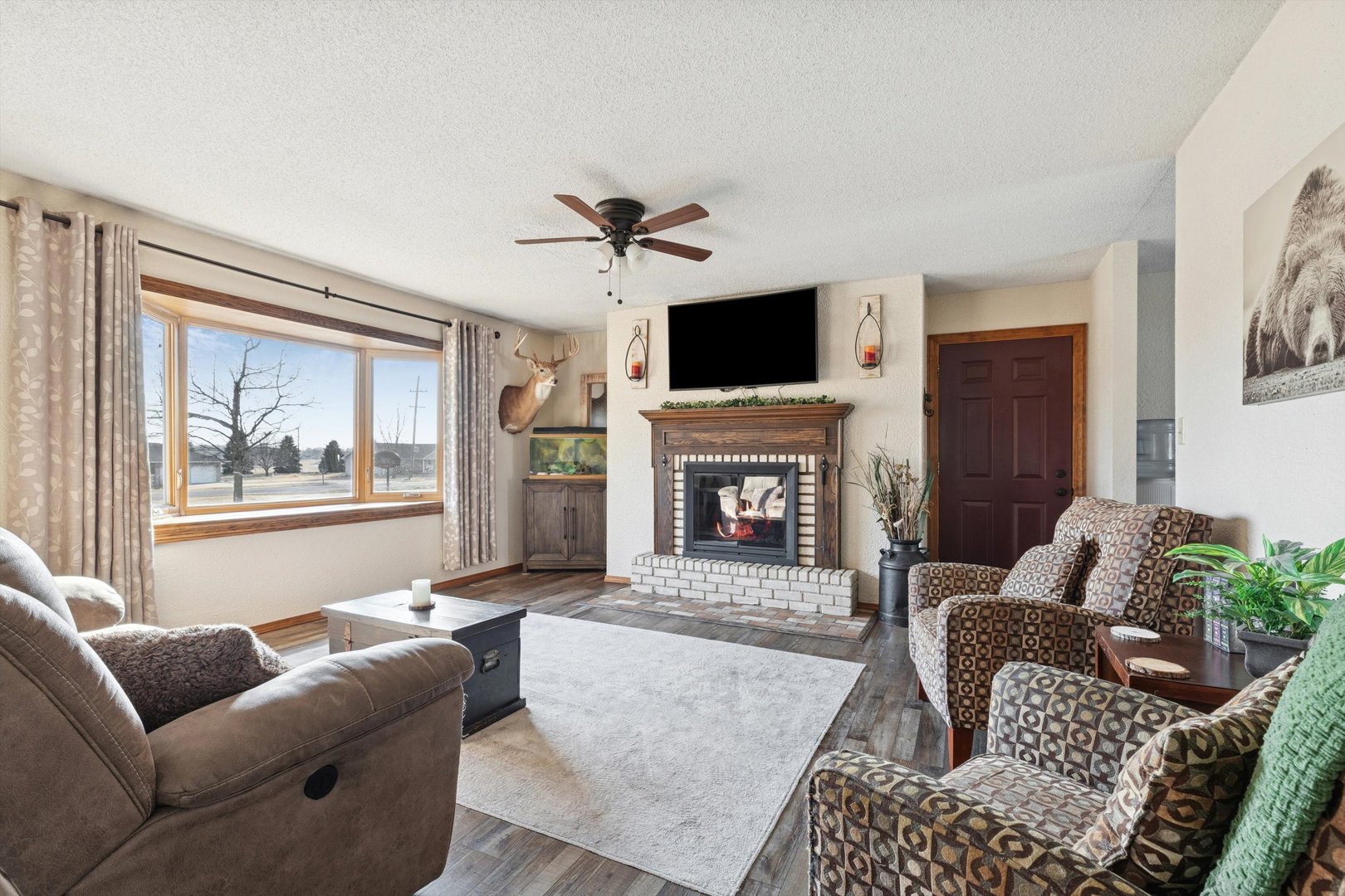 5430 Holly Road Fulton, IL 61252 - Photo 3 of 33 a living room with furniture a flat screen tv and a fireplace