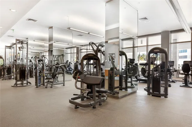 a view of a room with gym equipment