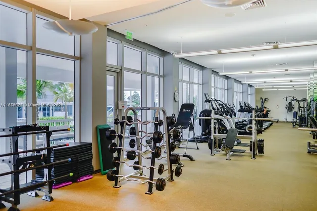 a view of a room with gym equipment