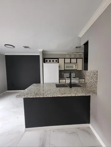 a view of a kitchen counter top space