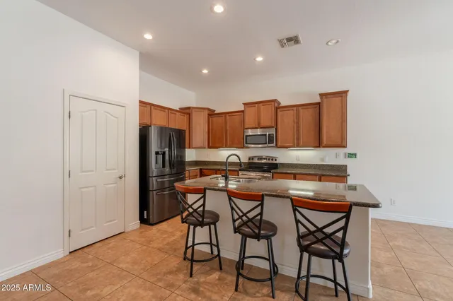 a view of a house with a white door