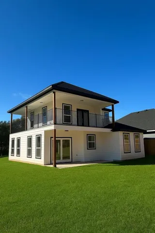 a house view with a garden space