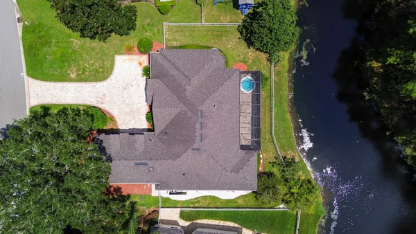an aerial view of a house