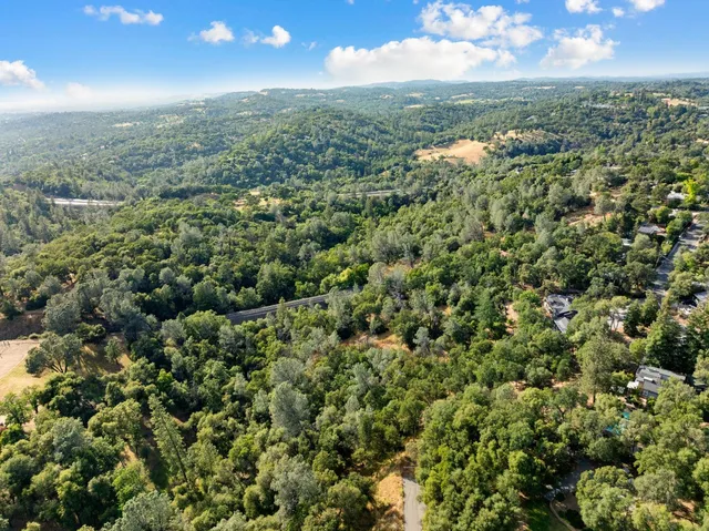 a view of a green field with lots of bushes