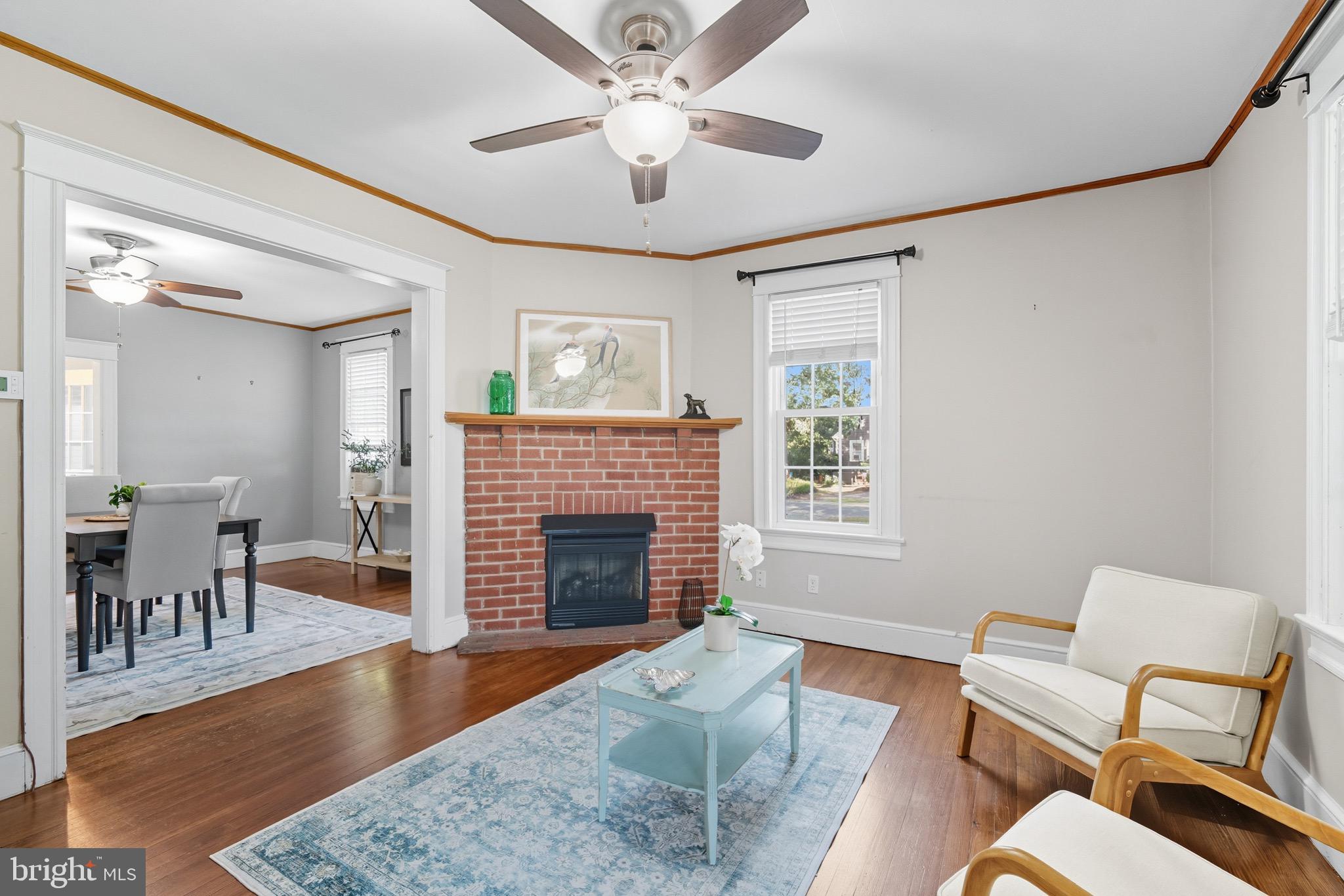 Living room with fireplace