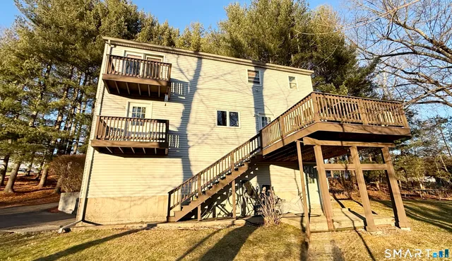 a view of a large white building
