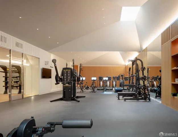 a view of a room with gym equipment