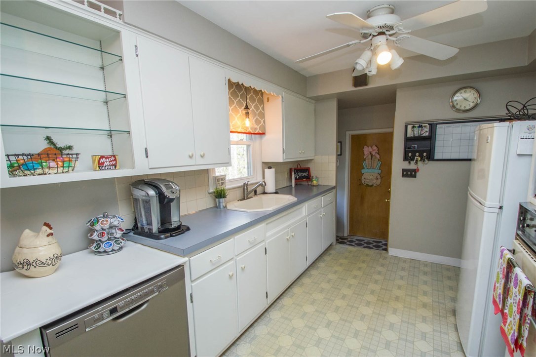 Open and airy kitchen with large skylight!