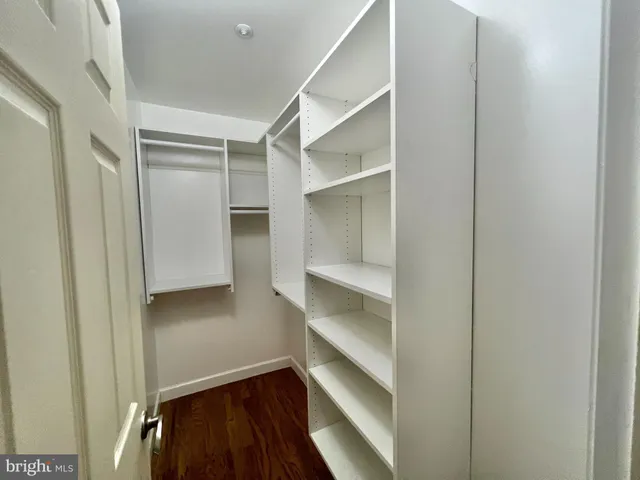 a view of an empty walk in closet