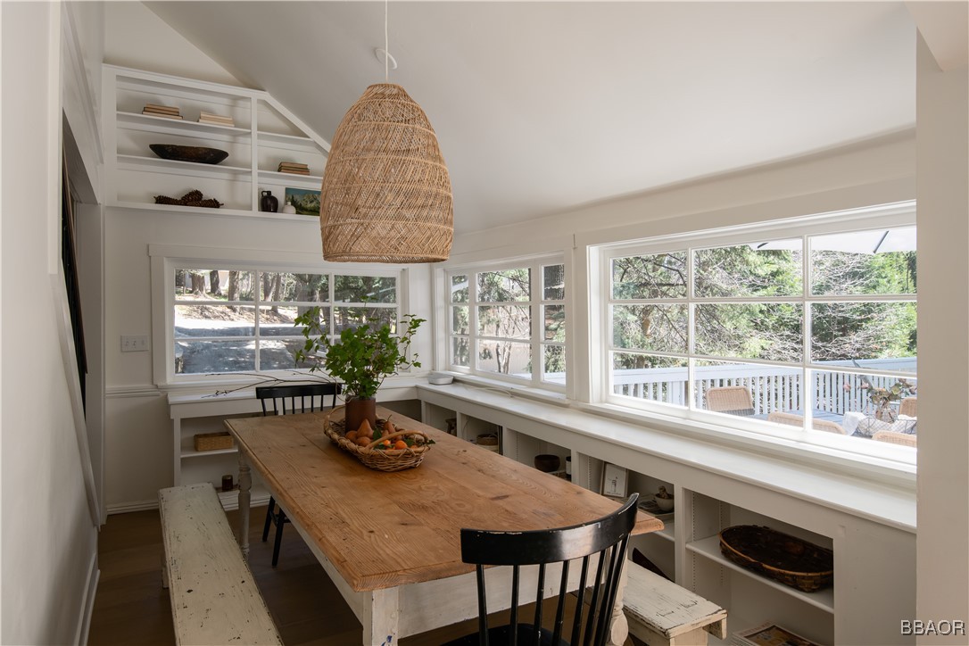 920 Oak Road Lake Arrowhead, CA 92385 - Photo 10 of 28 a view of a dining room with furniture window and outside view