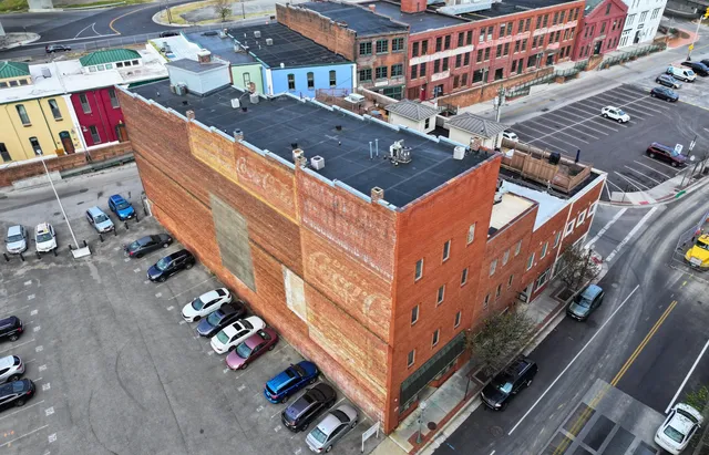 an aerial view of a building
