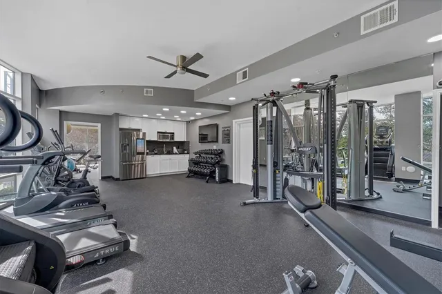 a view of a room with gym equipment