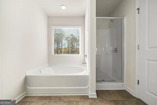 a bathroom with a bathtub