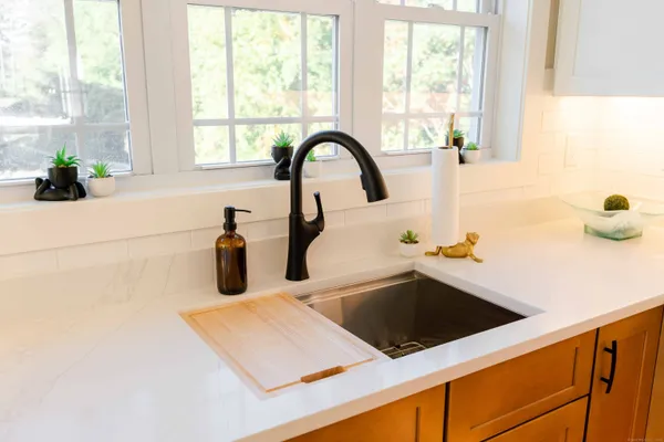 a close view of sink and a faucet