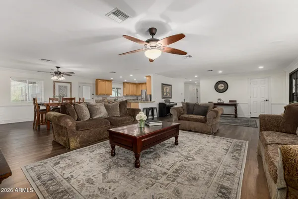 a living room with furniture