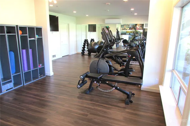 a view of a room with gym equipment