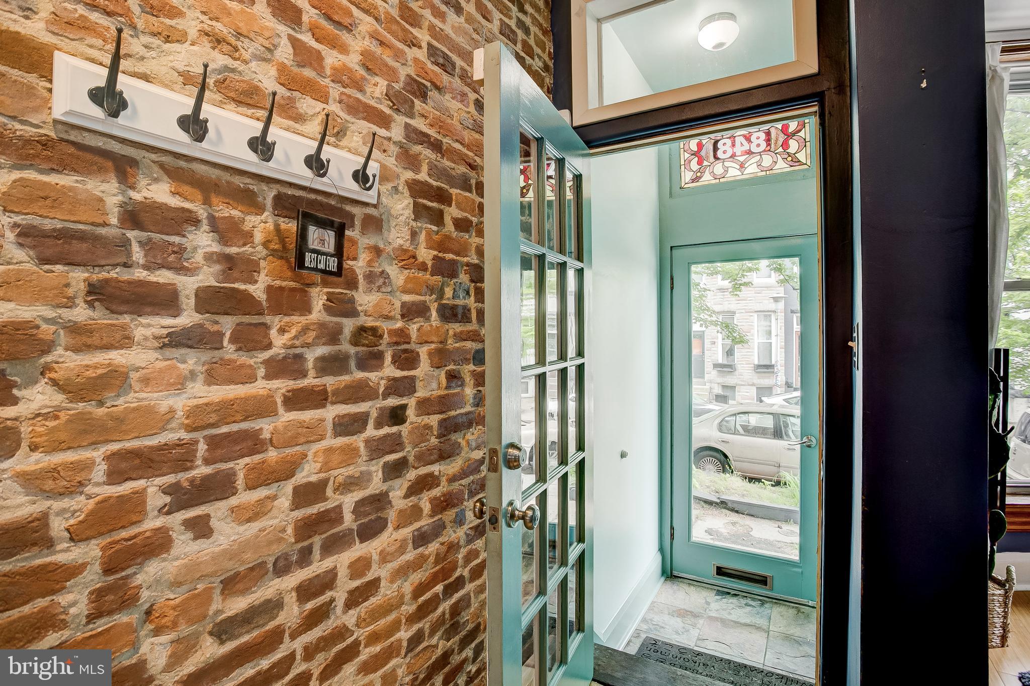 Entry with exposed brick