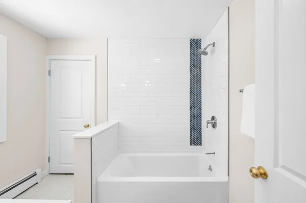 a bathroom with a bathtub