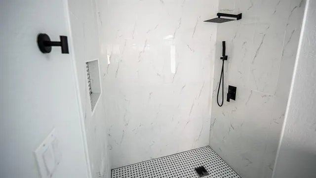 a bathroom with a shower
