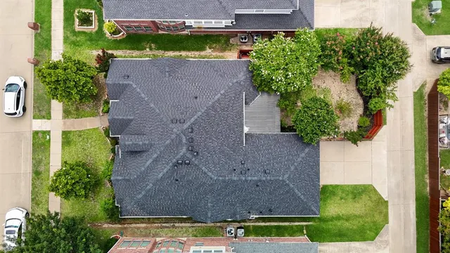 an aerial view of a house