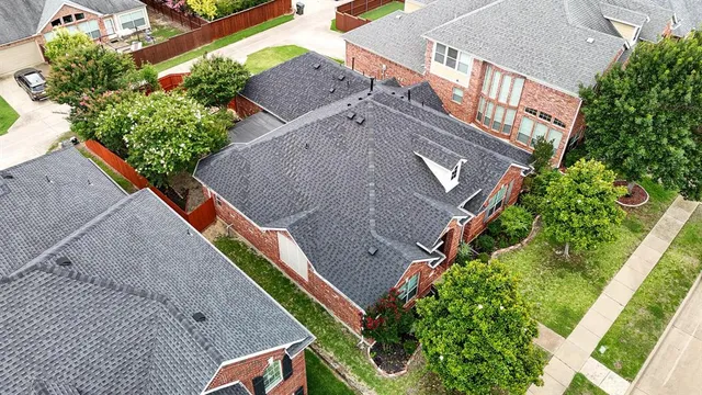 an aerial view of a house