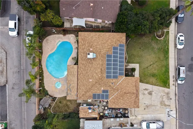 an aerial view of a house