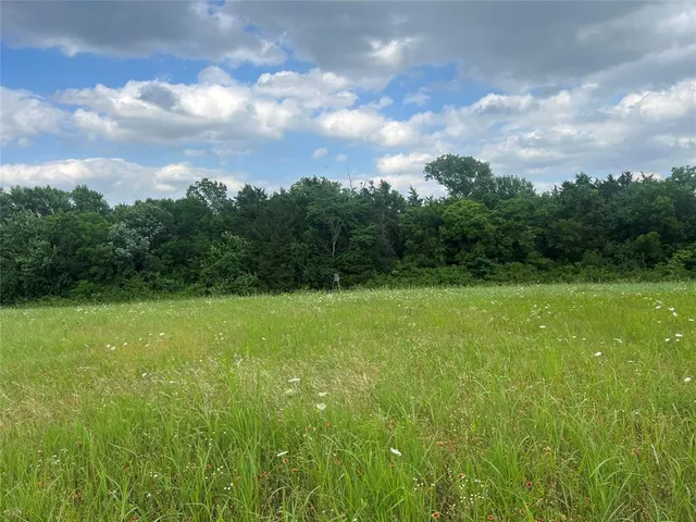 a view of a green field with wooden fence