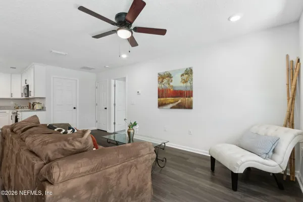 a living room with furniture