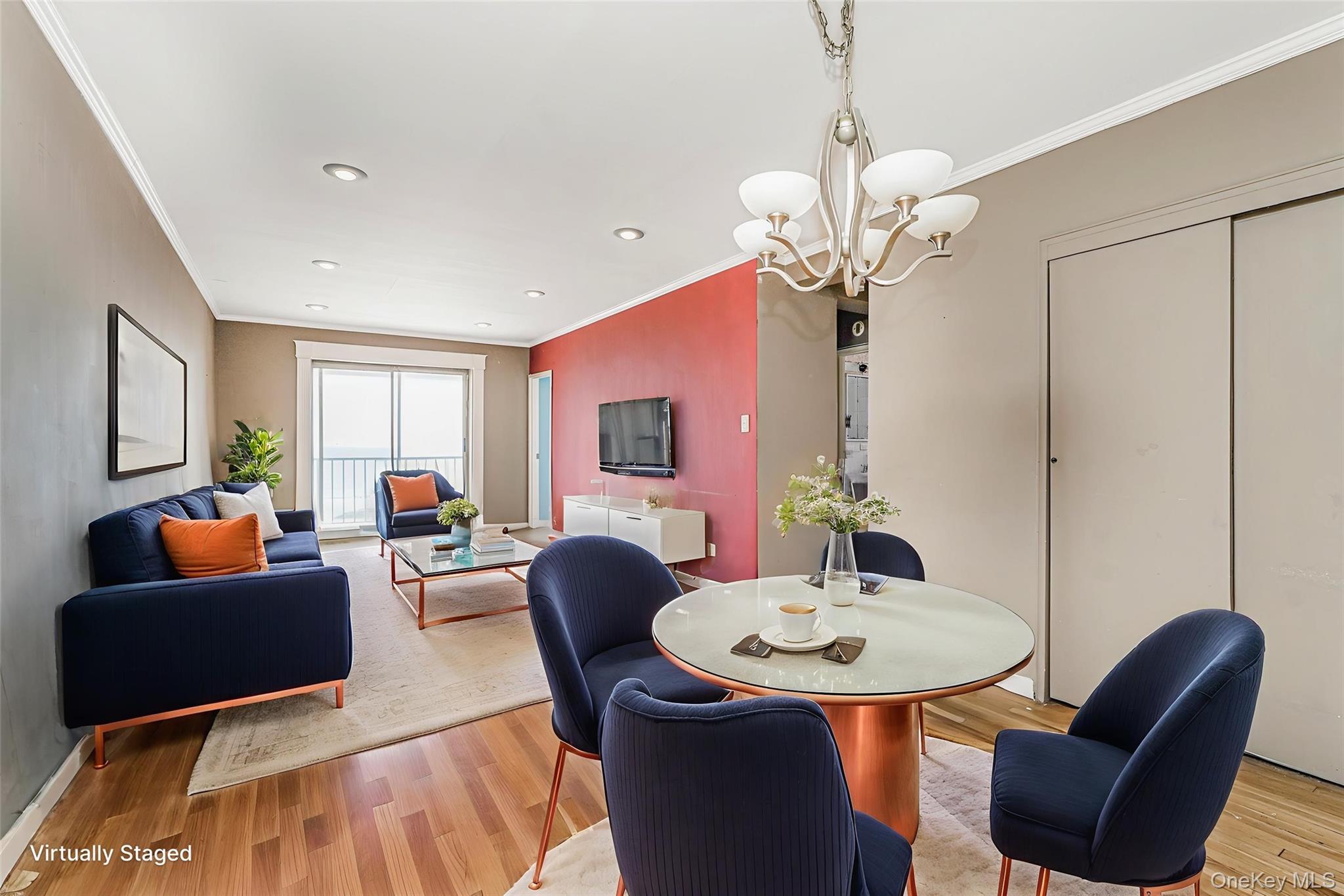 125 Beach 124th Street, Unit 6H Queens, NY 11694 - Photo 7 of 27 a living room with fireplace furniture and a wooden floor