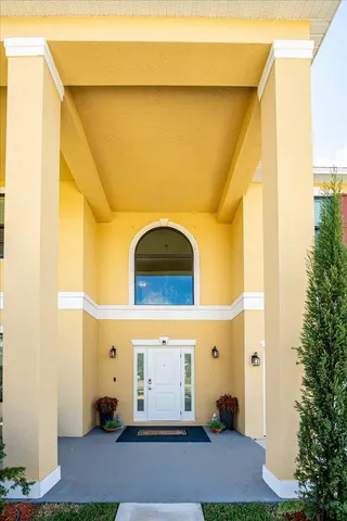 a front view of a building with entryway