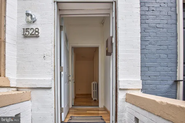 a view of wooden door