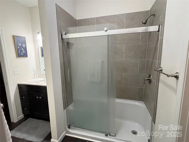 a bathroom with a bathtub