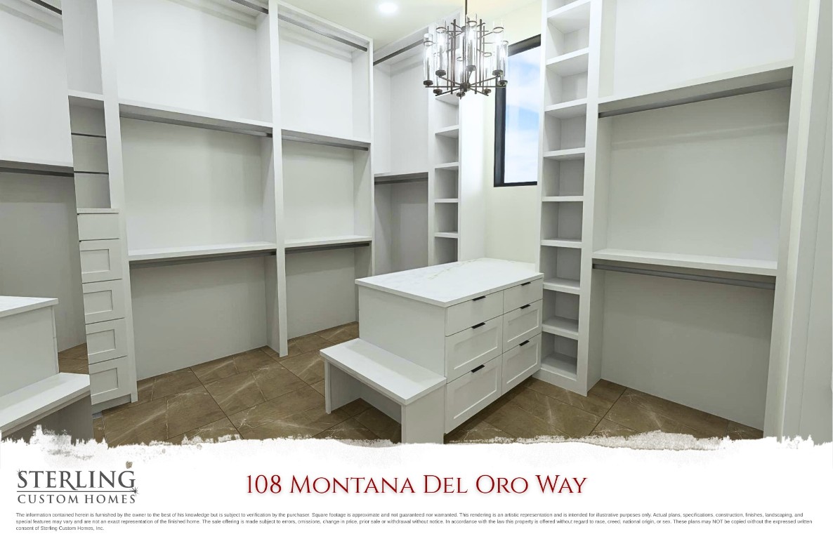 108 Montana Del Oro Way Lakeway, TX 78738 - Photo 12 of 22 a living room with a bed furniture and a chandelier