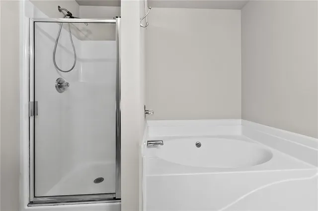 a bathroom with a bathtub