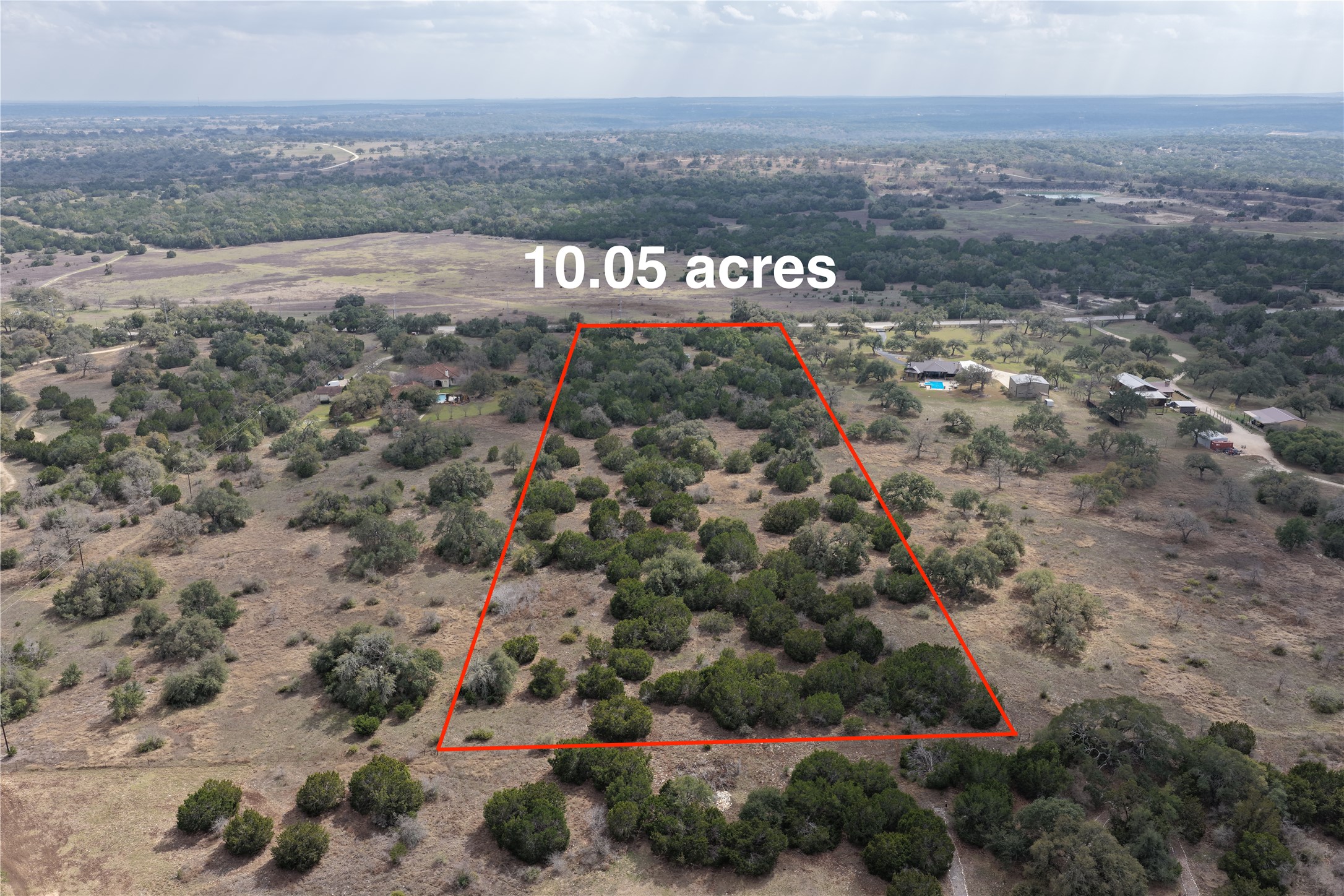 10 Acres of land right off of FM 967. Four minutes to the Salt Lick.