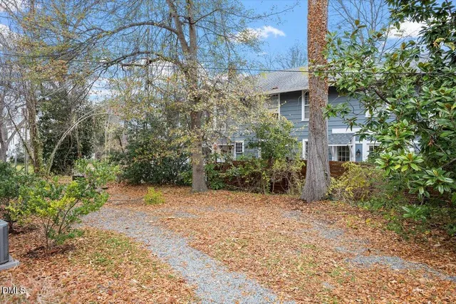 a view of a road with a building